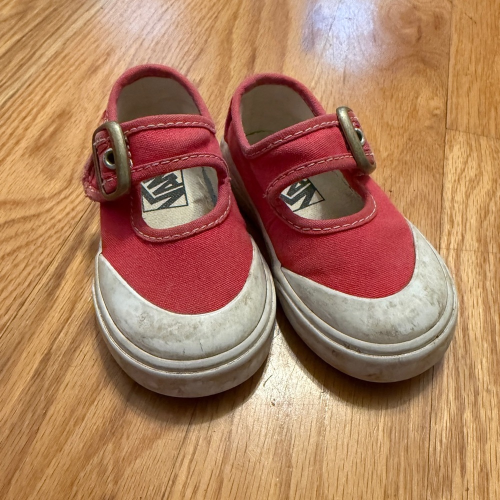Vans Kids Red Canvas Mary Jane Hook-and-Loop Shoes